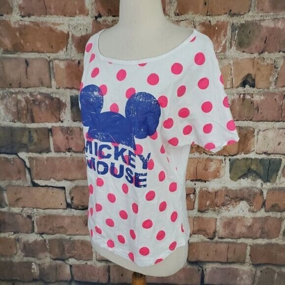 DISNEY Mickey Mouse Short Sleeve Tee shirt Polka Dot M - Picture 2 of 6